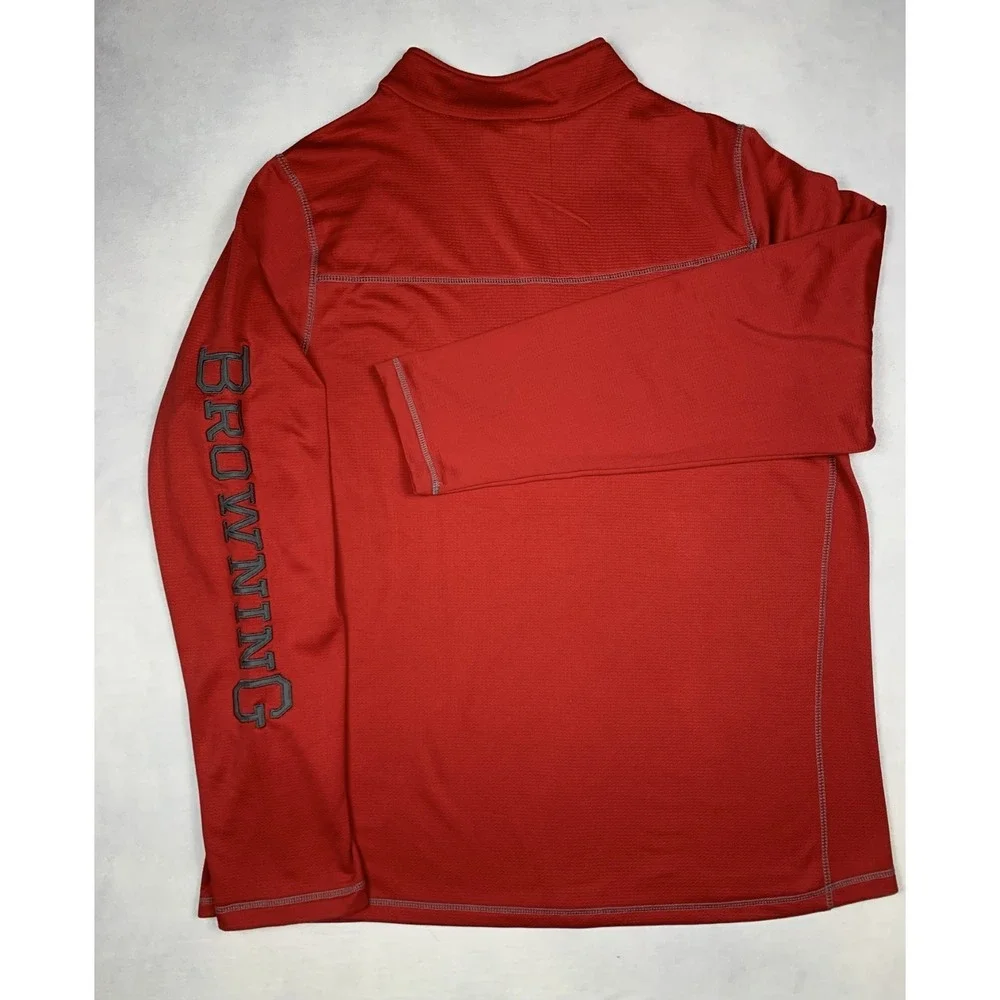 Browning Pullover Mens‎ XL Red 1/4 Zip Performance Shirt Hunting Logo